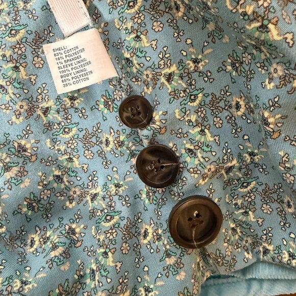 Gap StretchCorduroy Jacket Turquoise Fully Lined Button Front Elbow Patches Sz 6 - Picture 8 of 9